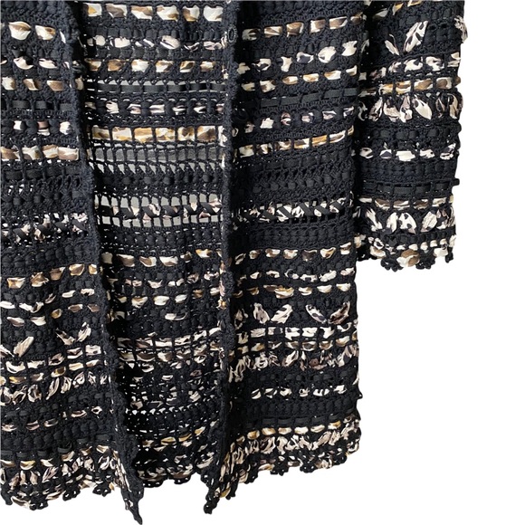 Per Se Ribbon Boucle Woven Open Silk Weave Cardigan Duster Small - Picture 10 of 14